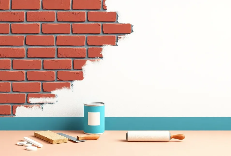 Outils de peinture disposés dans l'ordre des étapes du chantier
